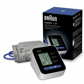 Braun Exactfit 1 BUA5000 pažní tlakoměr, velký LCD displej, univerzální manžeta, monitorování krevního tlaku