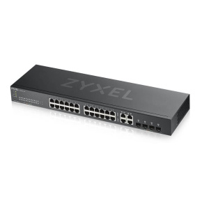 Zyxel GS1920-24V2 28-portový gigabitový WebManaged Switch, 24x gigabitový RJ45, 4x gigabitový RJ45/SFP, bez ventilátora