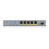 Zyxel GS1350-6HP 6portový inteligentný spravovaný CCTV PoE switch, dlhý dosah, 60 W, 5x GbE, 1x SFP