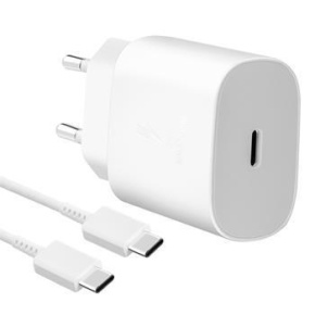 Samsung síťová nabíječka EP-TA800EWE + kabel EP-DA905BWE USB-C, 25W, bílá, (bulk)