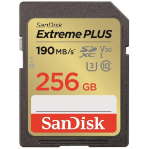 Karta SanDisk SDXC 256 GB Extreme PLUS (R 190 MB/s W130 MB/s Class 10, UHS-I U3 V30)