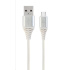 GEMBIRD CABLEXPERT USB 2.0 Kábel AM na typ C (AM/CM), 2 m, opletený, bielo-strieborný, blister, PREMIUM KVALITA