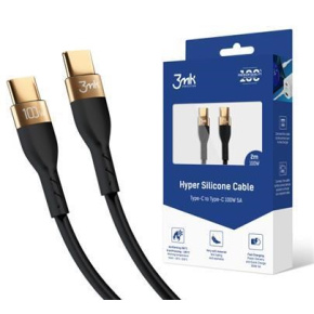 3mk datový kabel - Hyper Silicone Cable C to C 2m 100W, černá