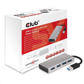 Club3D USB 3.1 Rozbočovač 4 porty s napájacím adaptérom