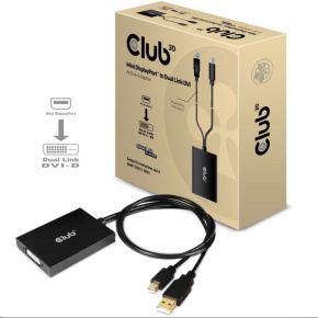 Club3D Adaptér aktivní Mini DisplayPort 1.2 na Dual Link DVI-D Active Adapter, pouze HDCP, 4k30Hz, 60cm