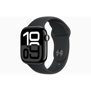 Apple Watch S10/42mm/Jet Black/Šport Band/Black/-M/L