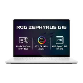 ASUS ROG Zephyrus G16/GA605WI/AI9-HX370/16"/2560x1600/32GB/2TB SSD/RTX 4070/W11H/White/2R