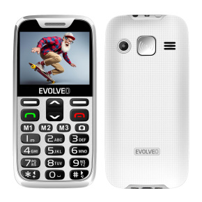 EVOLVEO EasyPhone XR, mobilný telefón pre seniorov s nabíjacím stojanom, biela