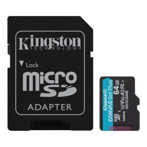 Kingston Canvas Go Plus A2/micro SDXC/64GB/UHS-I U3/Class 10/+ Adaptér