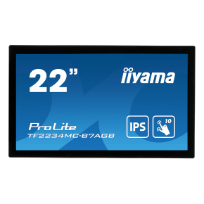 22" iiyama TF2234MC-B7AGB: IPS, FullHD, capacitive, 10P, 350cd/m2, VGA, HDMI, DP, IP65, čierny