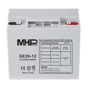 MHPower GE20-12 Gélový akumulátor 12V/20Ah, Terminál T1 - M5, Deep Cycle