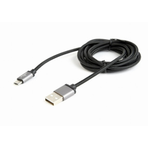 GEMBIRD Opletaný MicroUSB - USB 2.0, M/M, 1,8 m, čierny