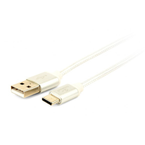 GEMBIRD Opletaný USB-C - USB 2.0, M/M, 1,8 m, strieborný