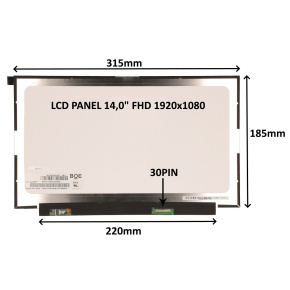 LCD PANEL 14,0" FHD 1920x1080 30PIN MATNÝ IPS / BEZ ÚCHYTOV