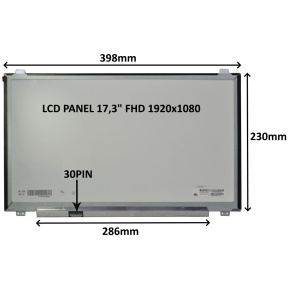 LCD PANEL 17,3" FHD 1920x1080 30PIN MATNÝ IPS / ÚCHYTY HORE A DOLE