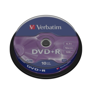 VERBATIM DVD+R(10-Pack)Spindl/MattSlvr/16x/4.7GB