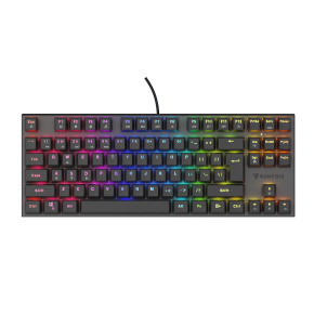 Genesis herná mechanická klávesnica THOR 303/TKL/RGB/Outemu Peach Silent/Drôtová USB/US layout/Čierna