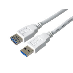 PremiumCord Predlžovací kábel USB 3.0 Super-speed 5Gbps A-A, MF, 9pin, 2m biela