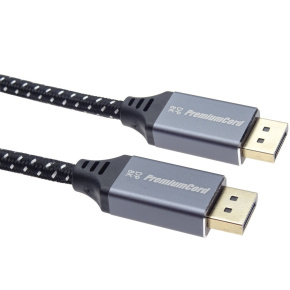 PremiumCord DisplayPort 1.4 prípojný kábel, kovové a pozlátené konektory, 1m