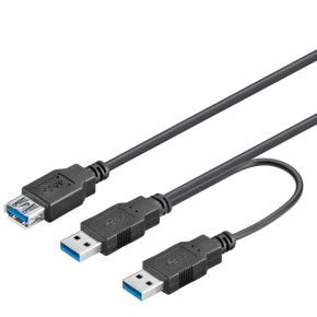 PremiumCord USB Y kábel A/Male + A/Male + A/Female