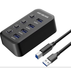 PremiumCord USB 3.2 Superspeed HUB 4-portový s vypínačmi portov