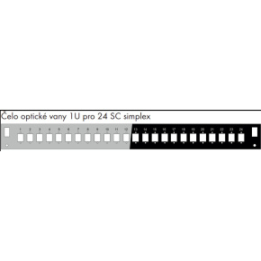 Čelo optickej vane 1U pre 24 SC simplex BK