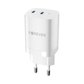 Rýchlonabíjačka do siete Forever TC-05-35CC GaN PD 2x USB-C 35W biela