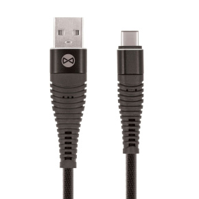 Dátový kábel Forever Shark USB/USB-C 1m 2A textilný čierny