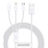 Baseus CAMLTYS-02 Superior Fast Charging Dátový Kábel 3v1 USB-C, Lightning, MicroUSB 1.5m White