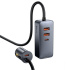 Baseus CCBT-A0G Rýchla Nabíjačka do Autá s Predlžovacím Káblom 120W 3x USB +1xUSB-C Gray