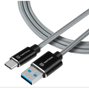 Tactical Fast Rope Aramid Cable USB-A/USB-C 0.3m Grey