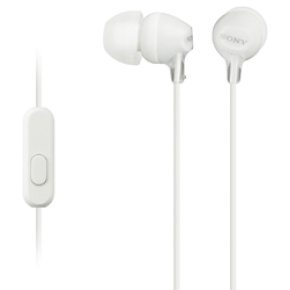 SONY slúchadlá MDR-EX15AP, handsfree, biele